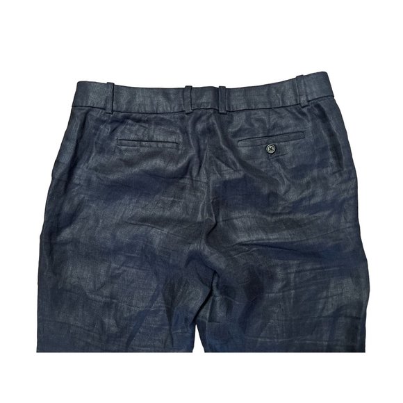 Women's J.Crew 100% Woven Linen Navy Blue Strait Leg Pants Trousers Size 8 - Picture 5 of 10